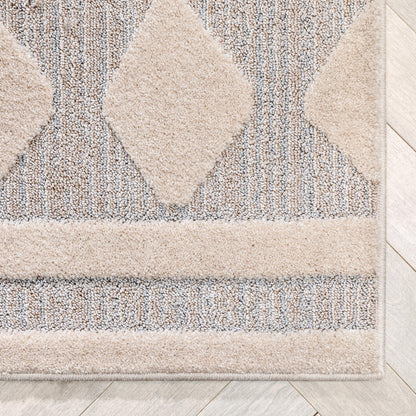 Zara Tribal Moroccan Diamond Pattern Beige Looped Pile Rug HAR-22