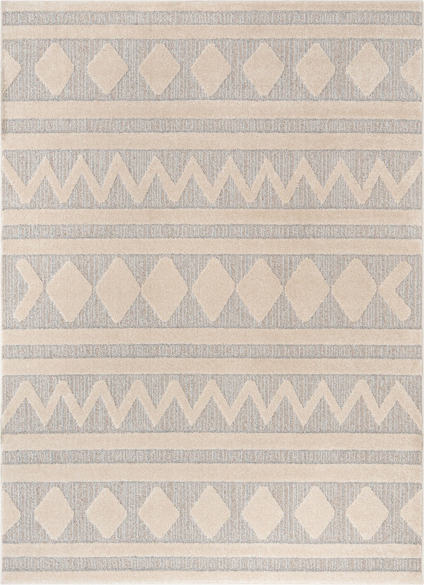 Zara Tribal Moroccan Diamond Pattern Beige Looped Pile Rug HAR-22