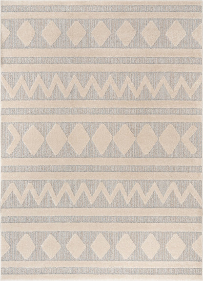 Zara Tribal Moroccan Diamond Pattern Beige Looped Pile Rug HAR-22