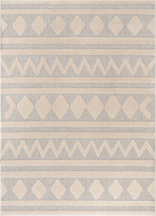 Zara Tribal Moroccan Diamond Pattern Beige Looped Pile Rug HAR-22