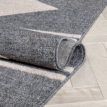 Evie Tribal Diamond Medallion Pattern Grey Looped Pile Rug HAR-37