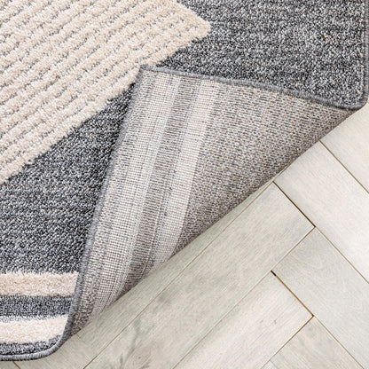 Evie Tribal Diamond Medallion Pattern Grey Looped Pile Rug HAR-37