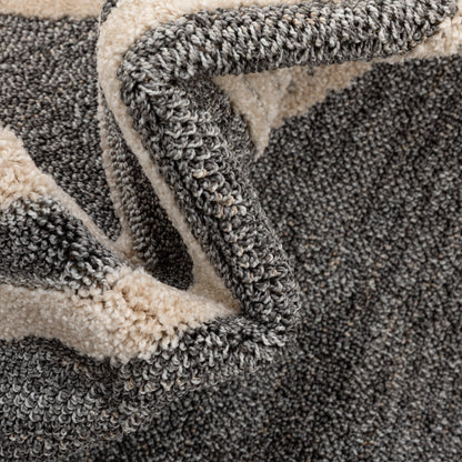 Evie Tribal Diamond Medallion Pattern Grey Looped Pile Rug HAR-37