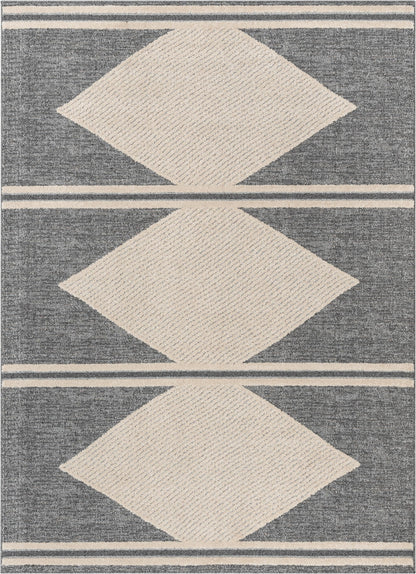 Evie Tribal Diamond Medallion Pattern Grey Looped Pile Rug HAR-37