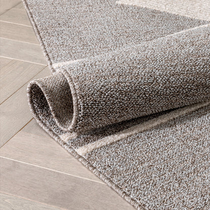 Evie Tribal Diamond Medallion Pattern Taupe Looped Pile Rug HAR-38