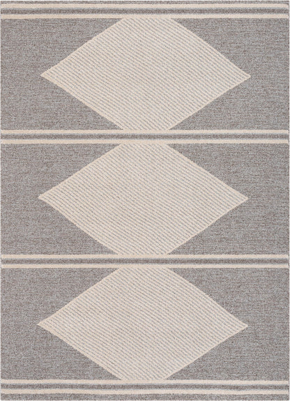 Evie Tribal Diamond Medallion Pattern Taupe Looped Pile Rug HAR-38