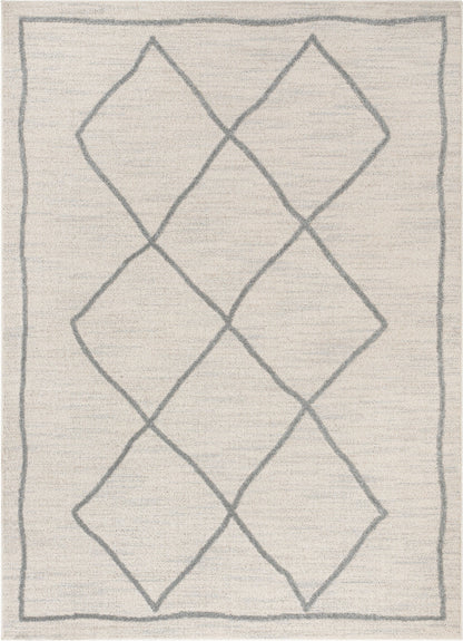 Cora Moroccan Lattice Trellis Beige Looped Pile Rug HAR-42