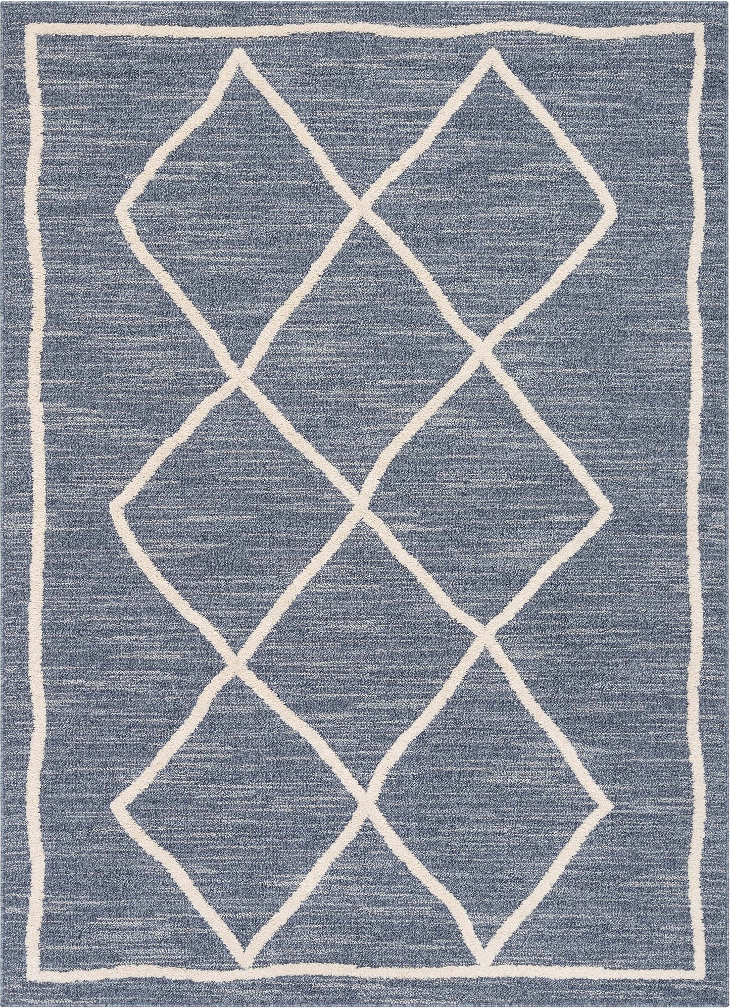 Cora Moroccan Lattice Trellis Blue Looped Pile Rug HAR-44