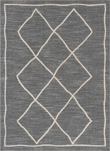 Cora Moroccan Lattice Trellis Grey Looped Pile Rug HAR-47