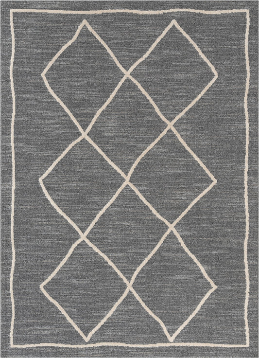 Cora Moroccan Lattice Trellis Grey Looped Pile Rug HAR-47