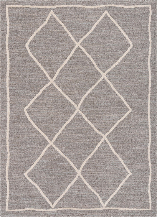 Cora Moroccan Lattice Trellis Taupe Looped Pile Rug HAR-48