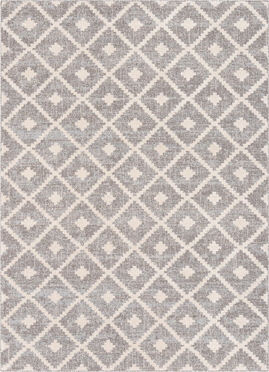 Ailey Moroccan Lattice Trellis Ivory Looped Pile Rug HAR-52