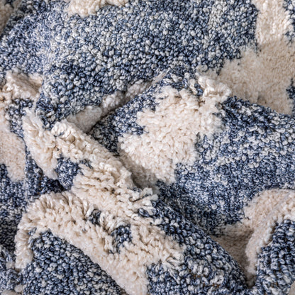 Ailey Moroccan Lattice Trellis Blue Looped Pile Rug HAR-54