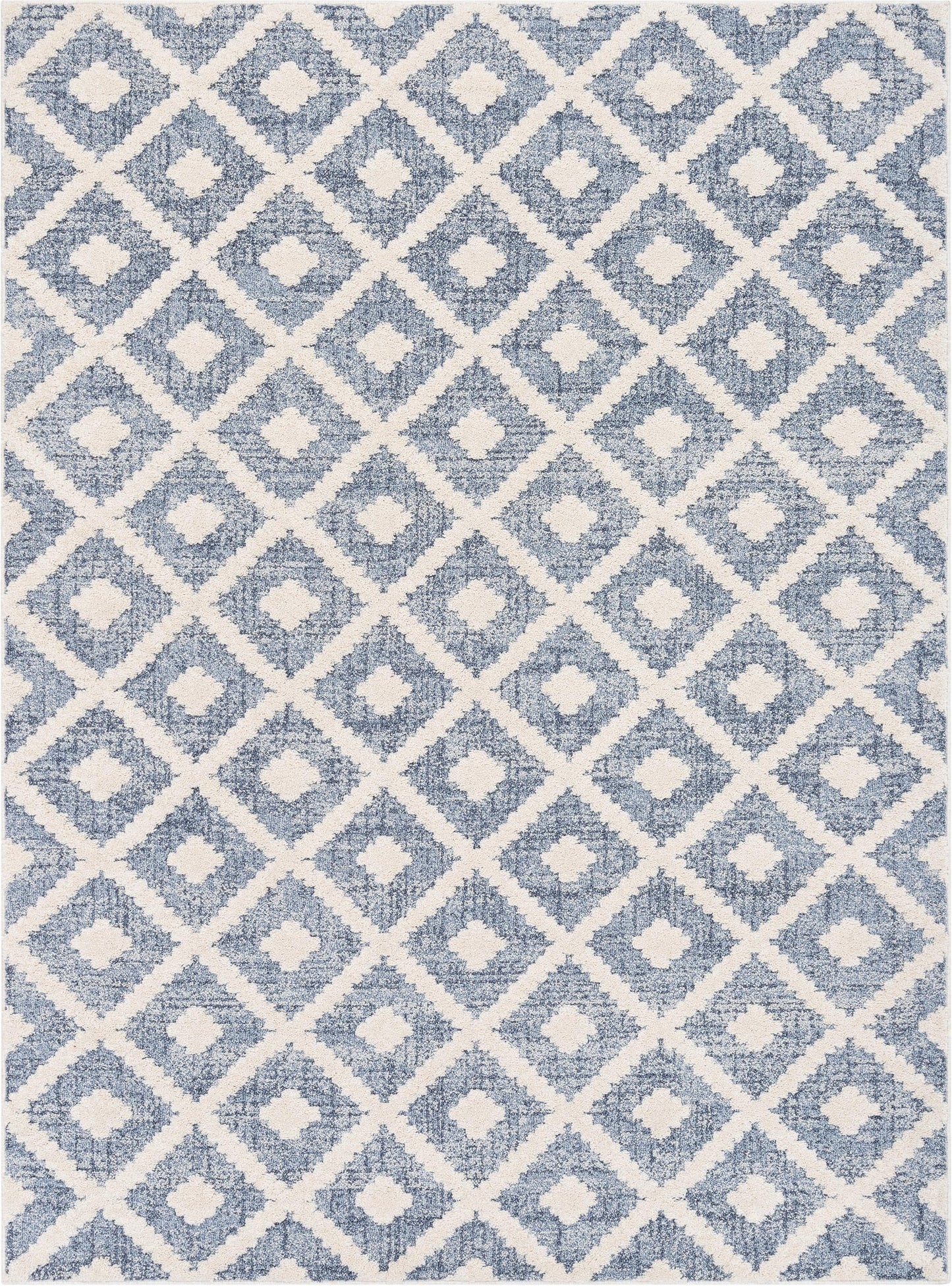 Ailey Moroccan Lattice Trellis Blue Looped Pile Rug HAR-54