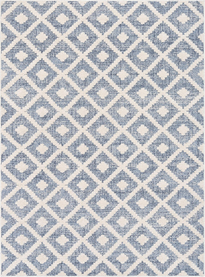 Ailey Moroccan Lattice Trellis Blue Looped Pile Rug HAR-54