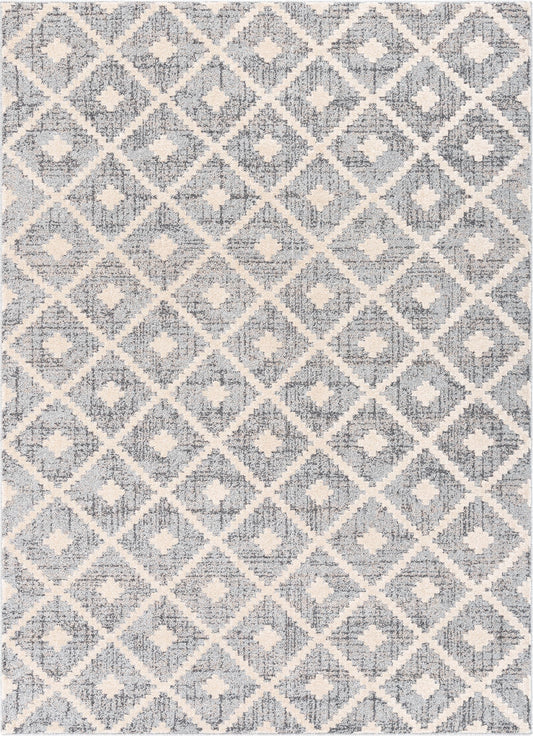 Ailey Moroccan Lattice Trellis Grey Looped Pile Rug HAR-57