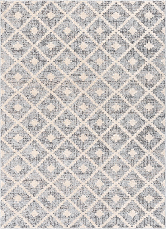 Ailey Moroccan Lattice Trellis Grey Looped Pile Rug HAR-57