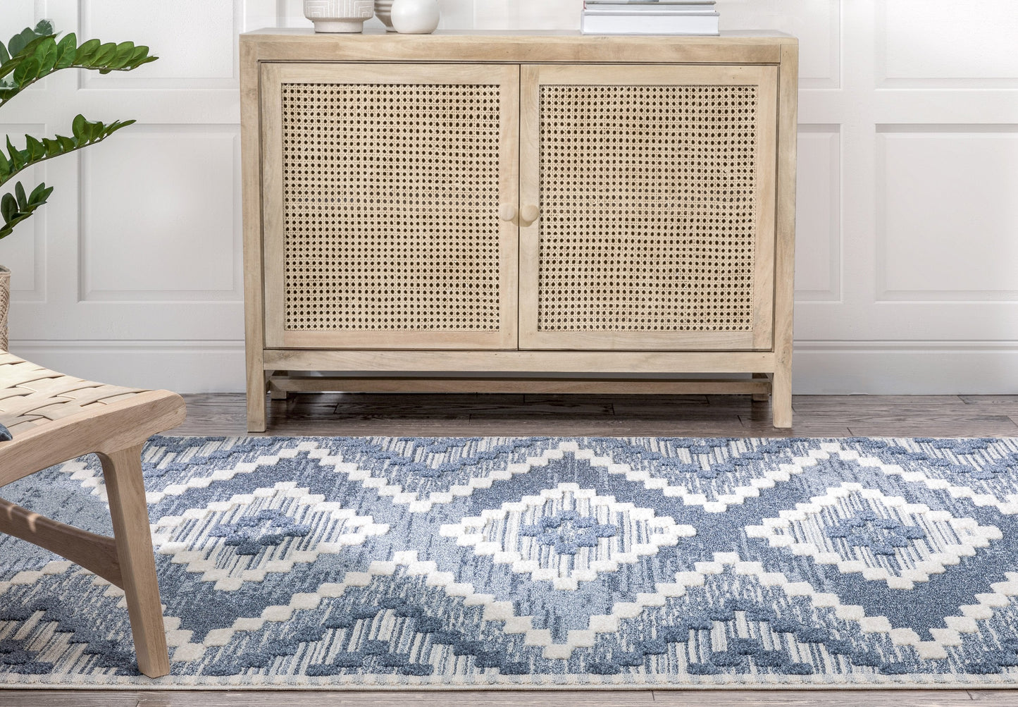 Salena Southwestern Medallion Pattern Blue Looped Pile Rug HAR-64