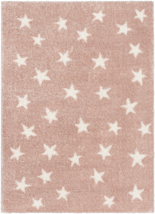 Celestial Skies Modern Stars Pattern Pink Thick & Ultra Soft Kids Rug HAV-10