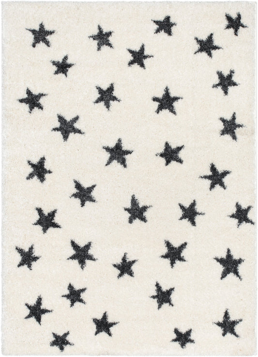 Celestial Skies Modern Stars Pattern Ivory Grey Thick & Ultra Soft Kids Rug HAV-12