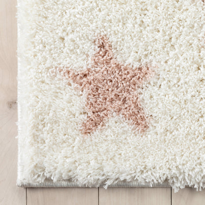 Celestial Skies Modern Stars Pattern Ivory Pink Thick & Ultra Soft Kids Rug HAV-19