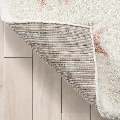 Celestial Skies Modern Stars Pattern Ivory Pink Thick & Ultra Soft Kids Rug HAV-19