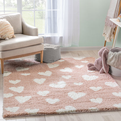 Hearts Modern Heart Pattern Pink Thick & Ultra Soft Kids Rug HAV-20