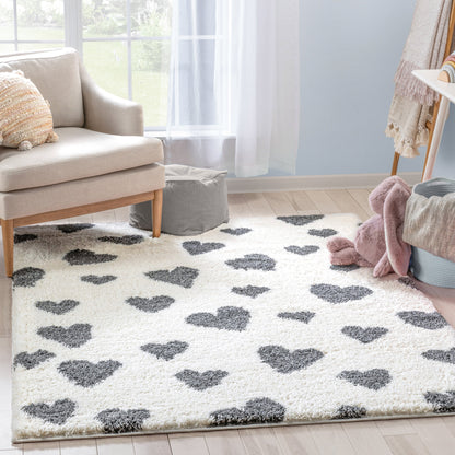 Hearts Modern Heart Pattern Grey Thick & Ultra Soft Kids Rug HAV-27