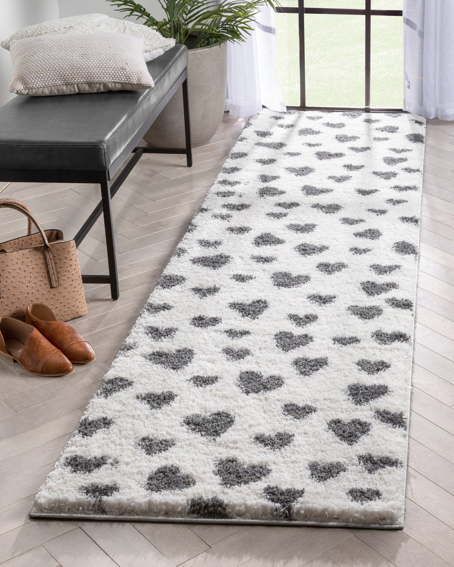 Hearts Modern Heart Pattern Grey Thick & Ultra Soft Kids Rug HAV-27