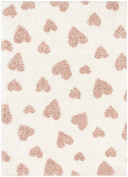 Hearts Modern Heart Pattern Ivory Pink Thick & Ultra Soft Kids Rug HAV-29