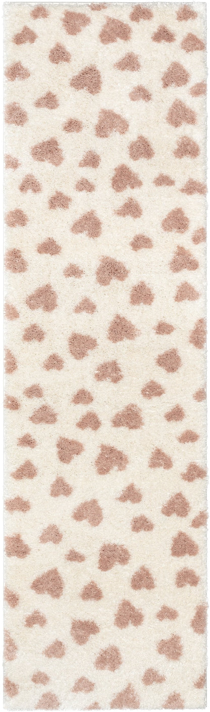 Hearts Modern Heart Pattern Ivory Pink Thick & Ultra Soft Kids Rug HAV-29