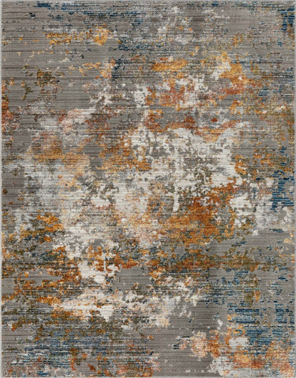 Abstract Modern Distressed Grey Multi Rug HR-11