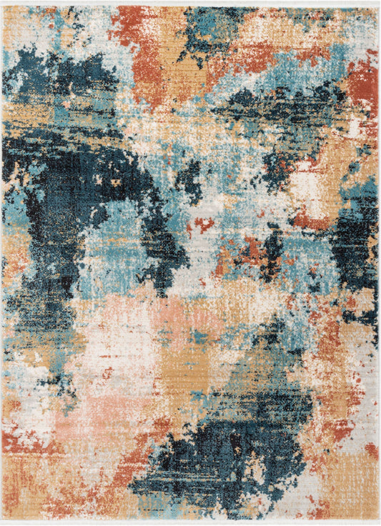 Vento Bohemian Modern Abstract Distressed Multi Rug IND-11