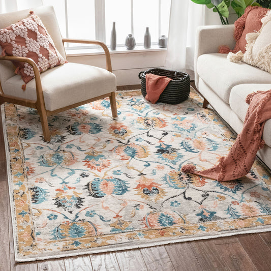 Ivy Bohemian Vintage Oriental Botanical Beige Rug IND-22