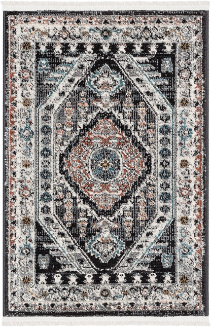 Julita Vintage Bohemian Aztec Tribal Black Rug IND-43