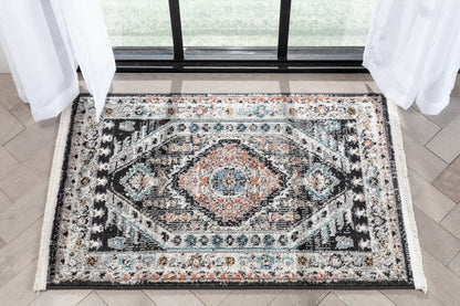 Julita Vintage Bohemian Aztec Tribal Black Rug IND-43