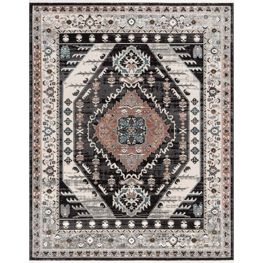 Julita Vintage Bohemian Aztec Tribal Black Rug IND-43