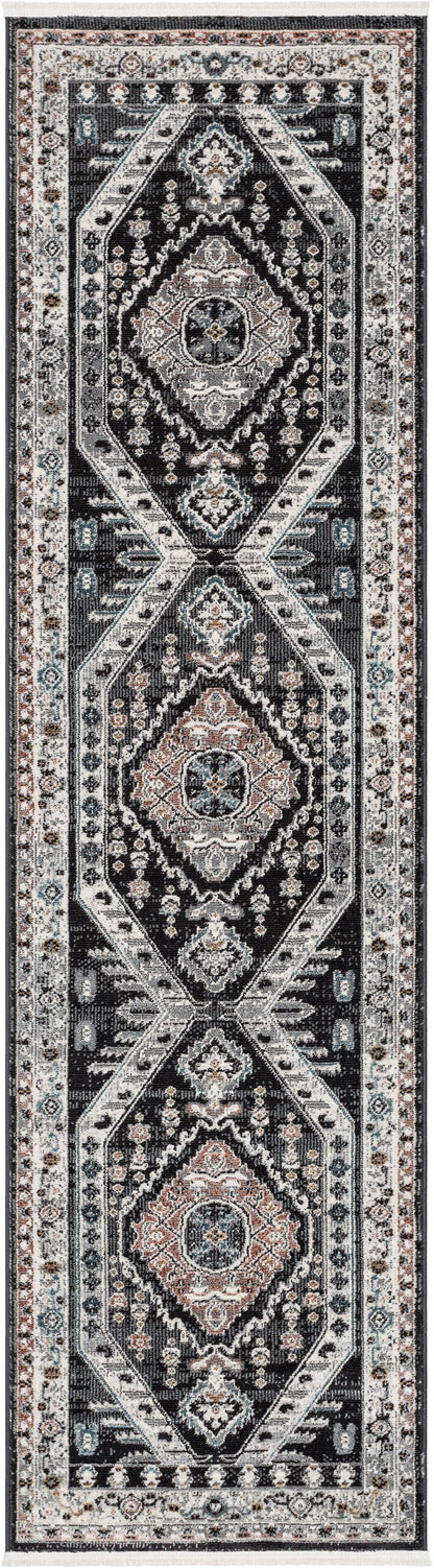 Julita Vintage Bohemian Aztec Tribal Black Rug IND-43