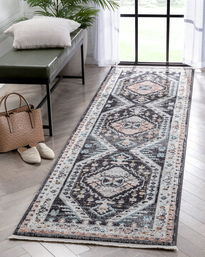 Julita Vintage Bohemian Aztec Tribal Black Rug IND-43