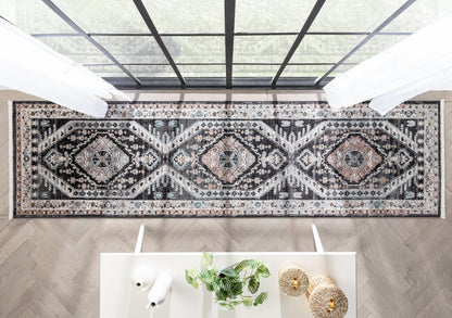 Julita Vintage Bohemian Aztec Tribal Black Rug IND-43
