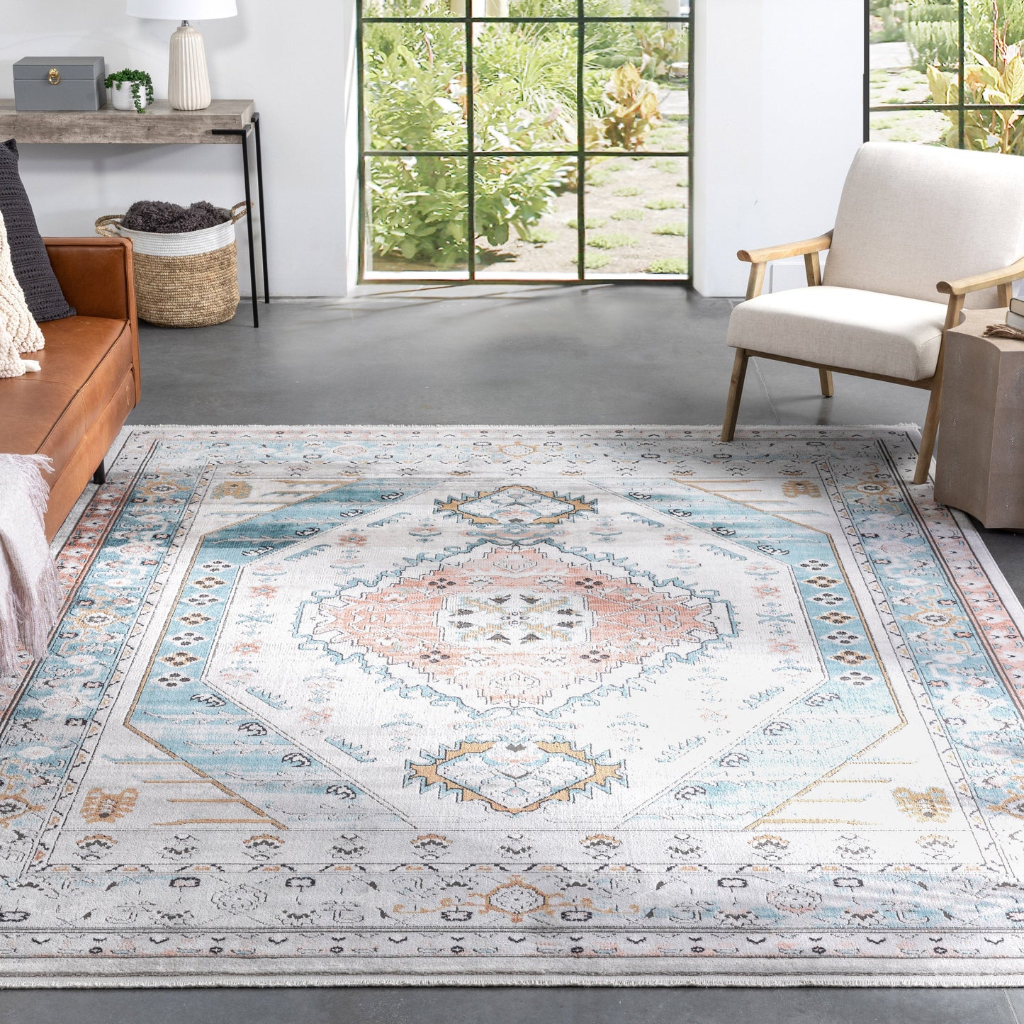 Jane Vintage Bohemian Aztec Tribal Blue Rug IND-46