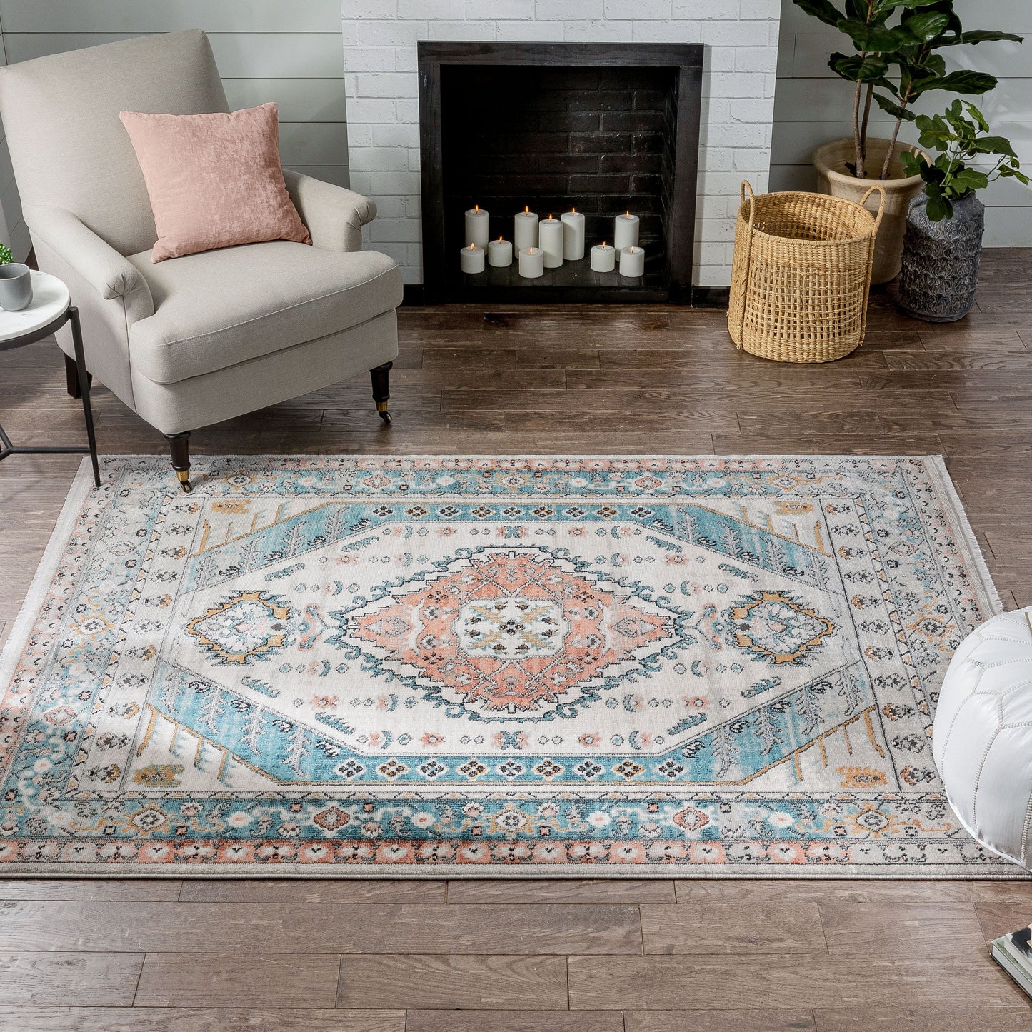 Jane Vintage Bohemian Aztec Tribal Blue Rug IND-46