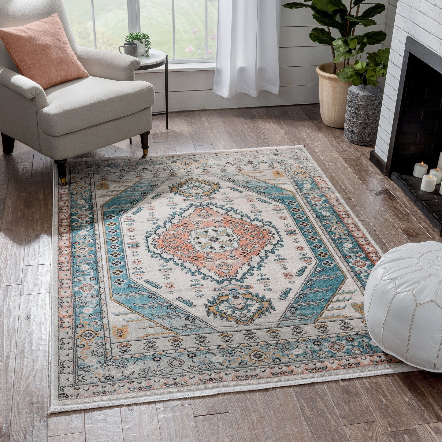 Jane Vintage Bohemian Aztec Tribal Blue Rug IND-46