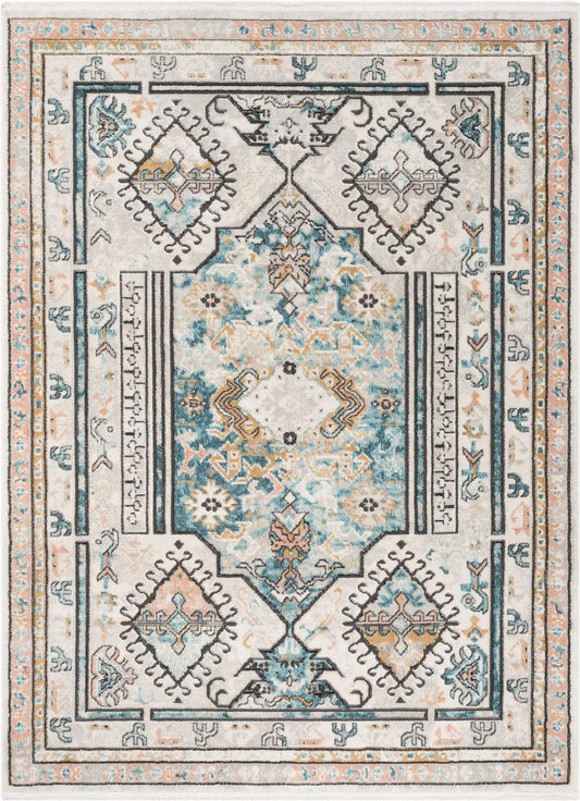 Valeria Bohemian Vintage Oriental Botanical Blue Rug IND-66