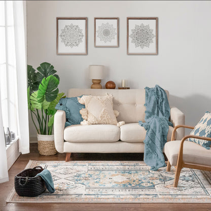 Valeria Bohemian Vintage Oriental Botanical Blue Rug IND-66