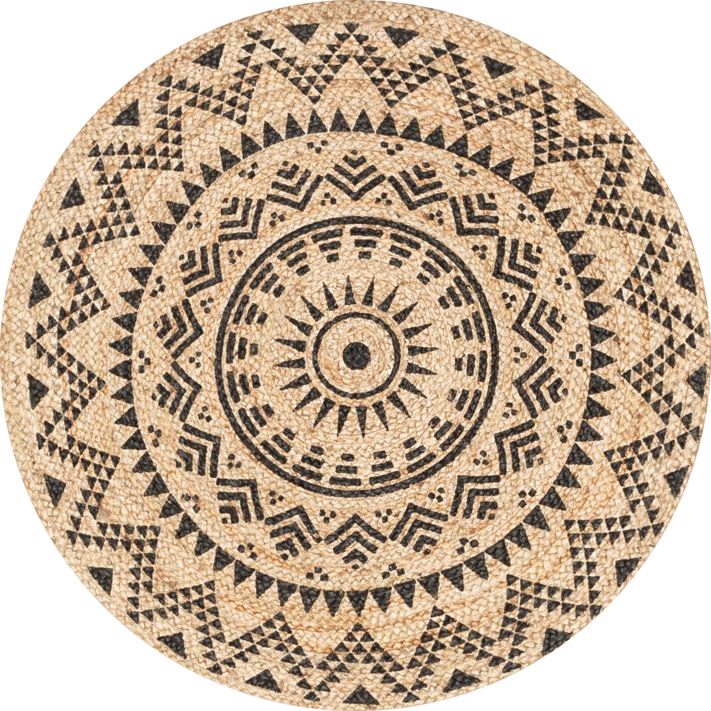 Kiera Bohemian Tribal Hand-Braided Jute Natural Black  Rug IRI-12