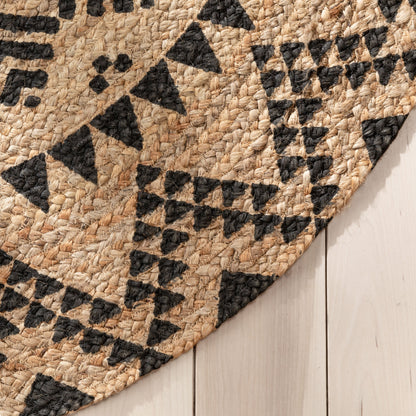 Kiera Bohemian Tribal Hand-Braided Jute Natural Black  Rug IRI-12