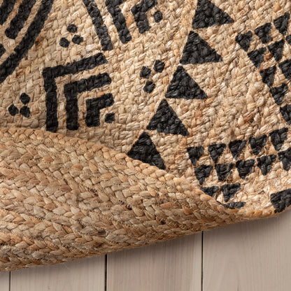 Kiera Bohemian Tribal Hand-Braided Jute Natural Black  Rug IRI-12