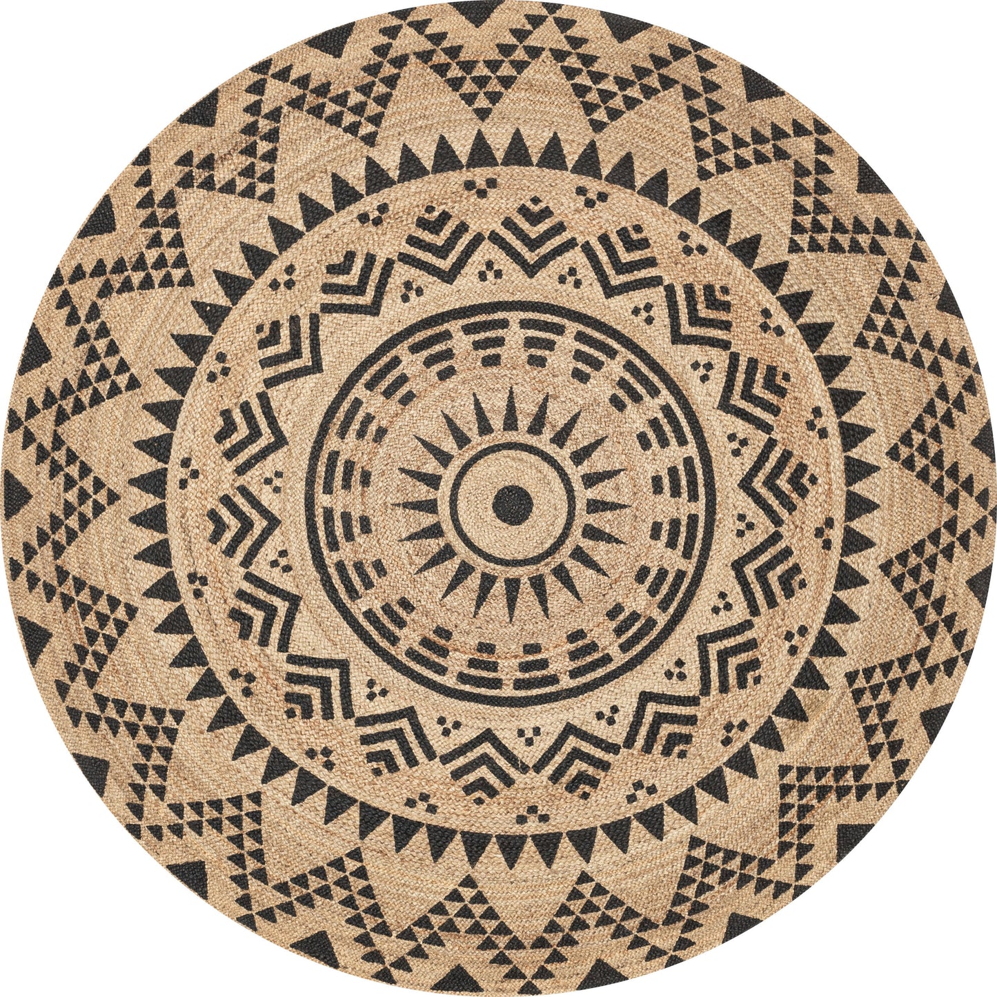 Kiera Bohemian Tribal Hand-Braided Jute Natural Black  Rug IRI-12