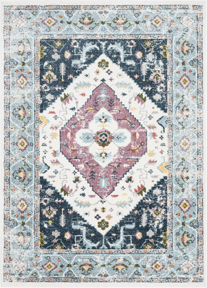 Maude Vintage Medallion Oriental Blue Blush Rug IVY-24